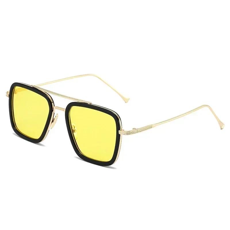 High Quality Durable High Quality Fashion Tony Stark Sun Glasses Iron Man Sun Glasses Vintage Square Metal Frames