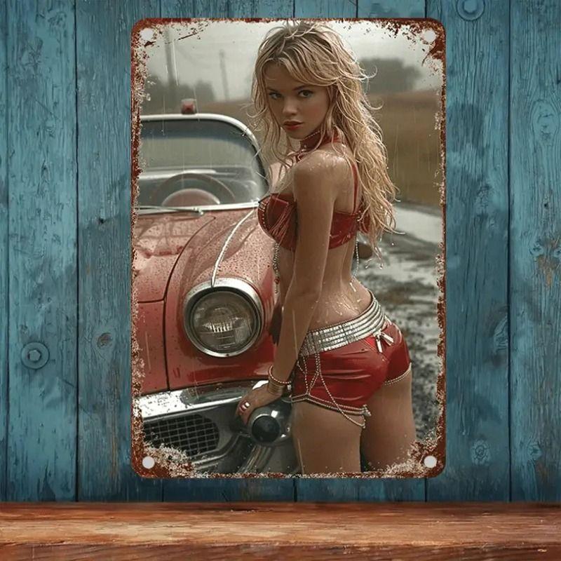 Retro Metal Tin Sign Sexy Woman Wall Art Home Decor 8x12 Inch 20x30 cm
