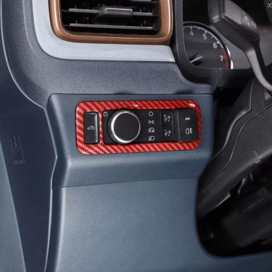 Car Headlight Switch Cover Trim For Ford Maverick 22-2025 Accessories Red Carbon