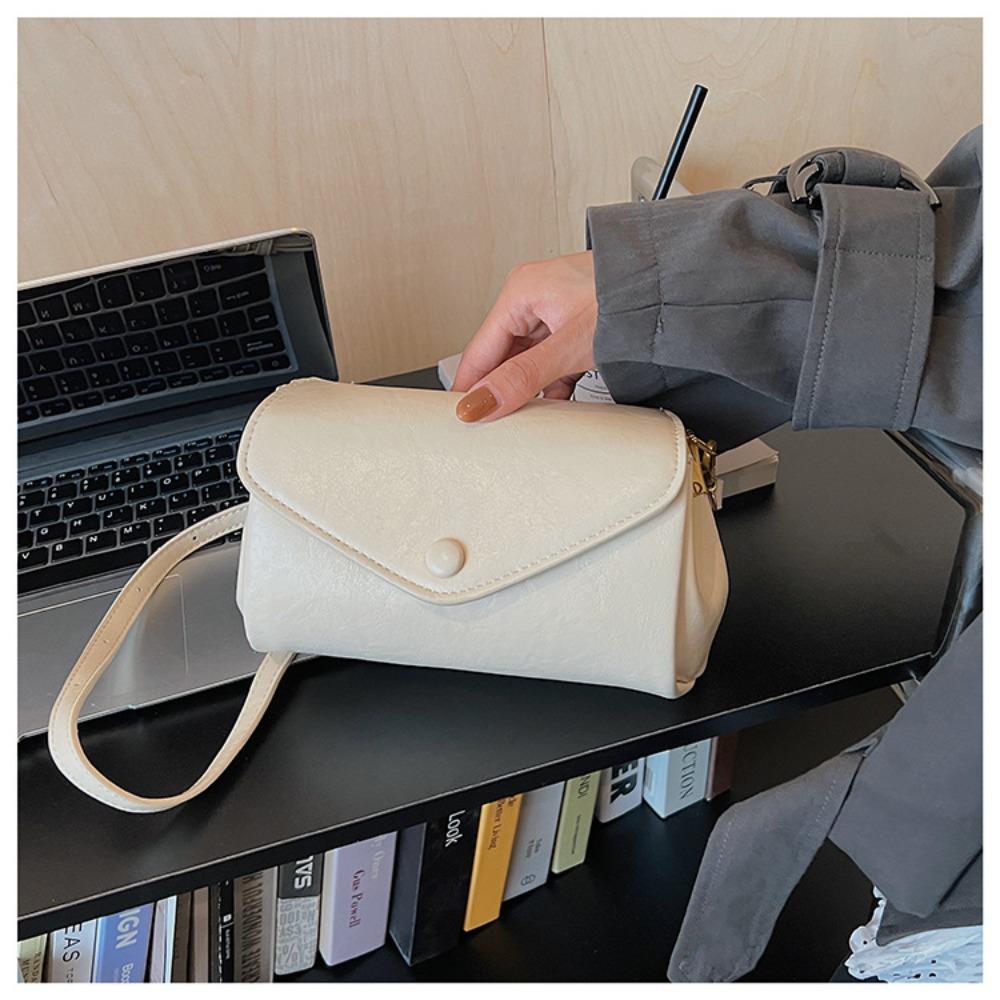 Simple PU Leather Crossbody Bag Multifunctial Multi-Compartment Shoulder Bag Solid Color Messenger Bag Women
