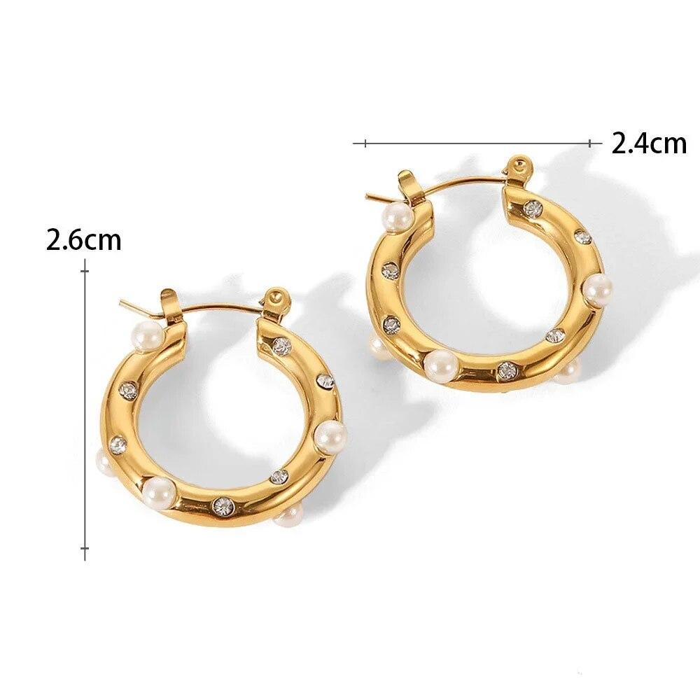 

1 пара модных высококачественных красочных круглых серег-колец с кубическим цирконием, устойчивых к ржавчине, нержавеющая сталь, повседневные украшения, подарок для вечеринки