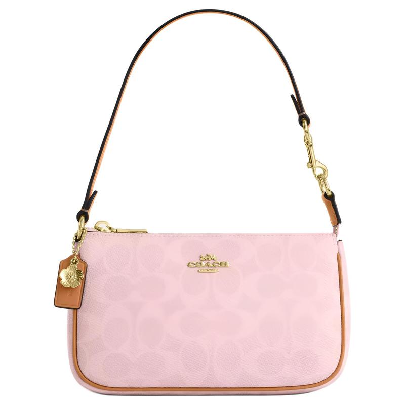 COACH handbag Valentine s Day Exclusive Nolita 19 Classic Presbyopia Metal Flower Pendant Leather Signature Pendant Zipper Closure Artificial Leather золотой