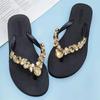 Fashion 2025 Comfortable and Fashionable All-match Beach Shoes Non-slip Soft Bottom Casual Flip-flops Rhinestone Chain Flat Slippers