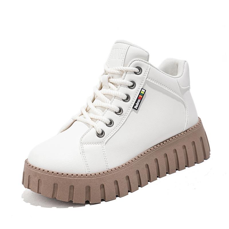 Fashion retro high-top casual leather shoes for women's 2025 autumn and winter new versatile ins trend heightening short boots 2288