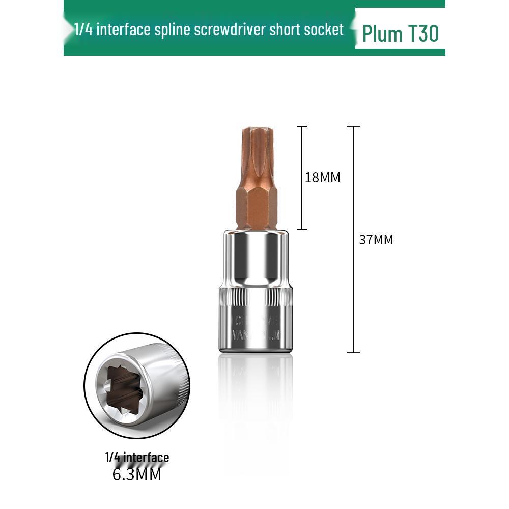 1/4" Small Fly Socket Bit Wrench with T8 Star, Inner Hex, Slotted, Rice Flower, Cross Screwdriver Heads
