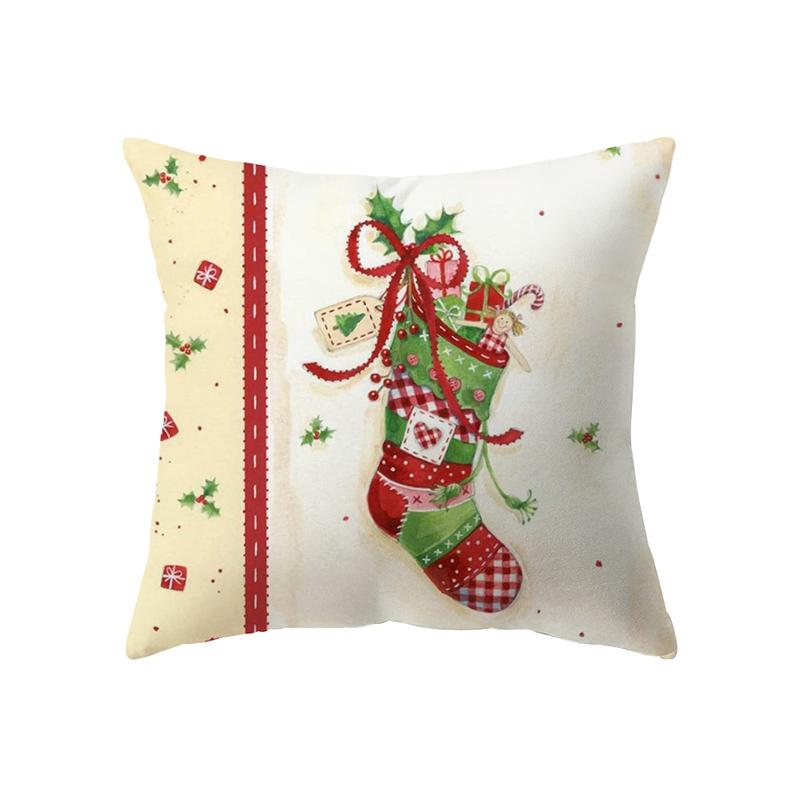 Cute Santa Claus Christmas Decoration Printed Pattern Cushion Cover Home Living Room Sofa Decorative Pillow Pillow Cover