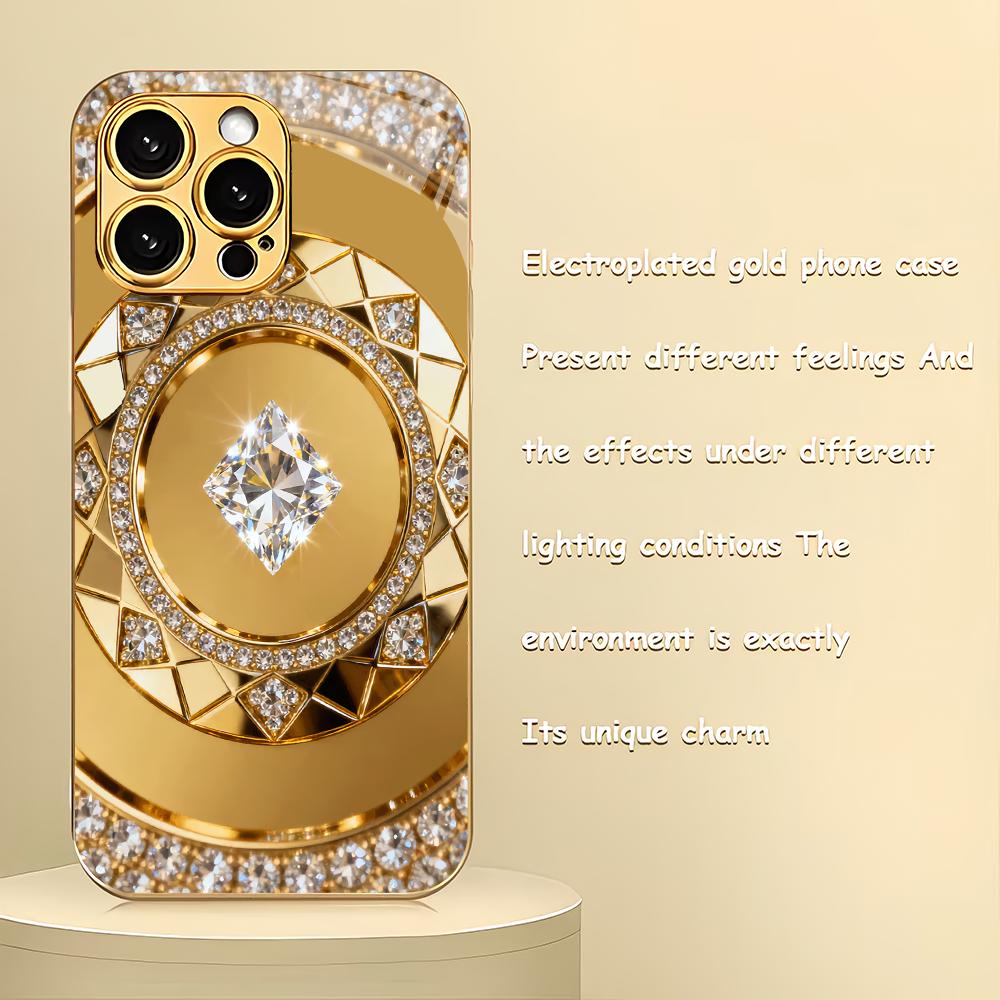 Diamantmuster galvanisierte Glas-Handyhülle geeignet für iPhone 17 16 15 14 13 12 11 Pro/Max/Plus stoßfeste Rückseite