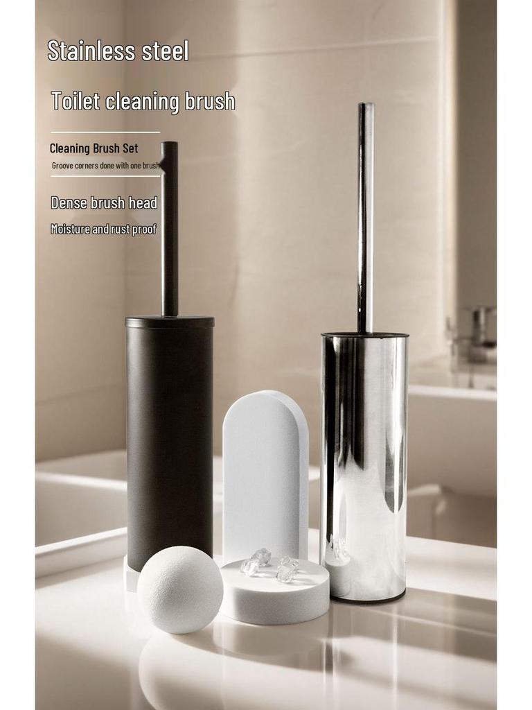 304 Stainless Steel Wall-Mounted Toilet Brush Set with Base