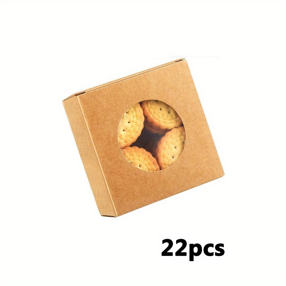 22 шт. квадратных подарочных коробок из крафт-бумаги с прозрачным ПВХ-окном BurlyWood, идеально подходящих для упаковки подарков на вечеринку, выпечки и ювелирных изделий