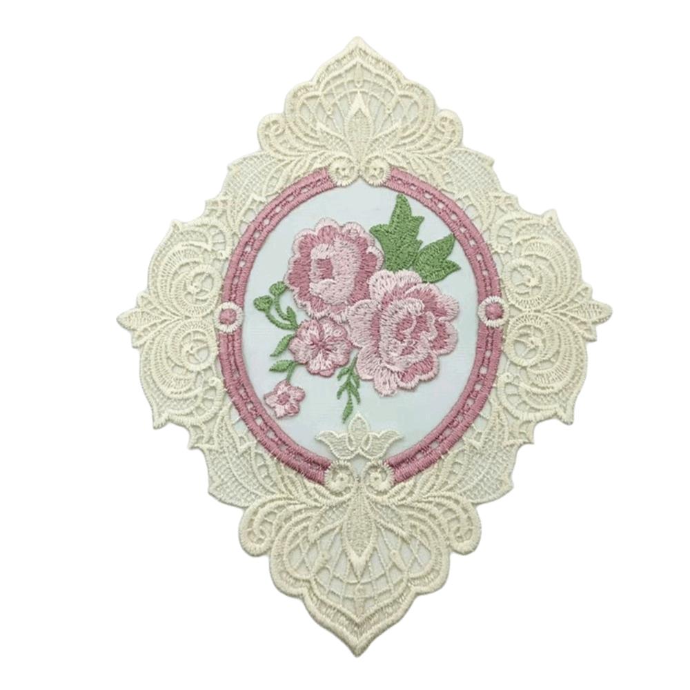 Ovaler Vintage-Spitzen-Stickerei-Untersetzer, Hitzeschutz, Foto-Requisiten, Tischdecke, Europäischer Stil, Kaffee-Getränke-Pad für Heimdekoration