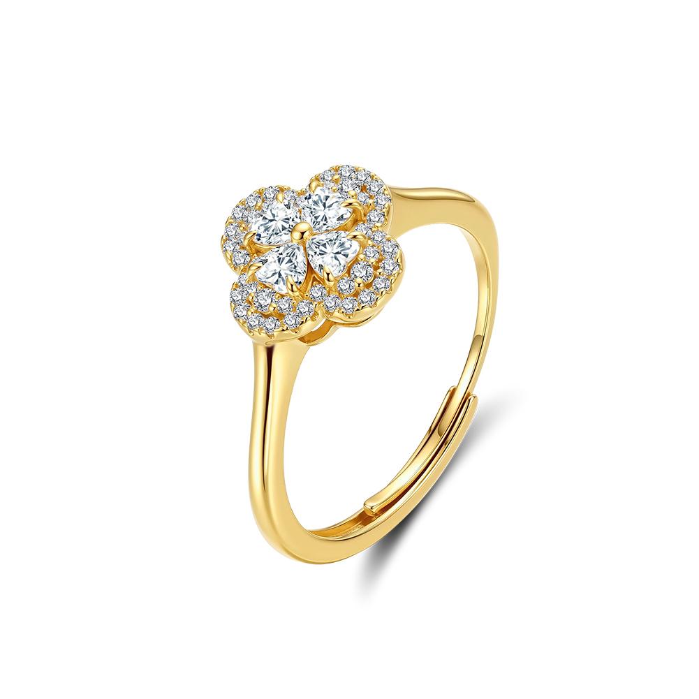 ORSA JEWELS Brilliant 925 Sterling Silver D Color Clover Moissanite Diamand Ring for Women Luxury Party Wedding Jewelry MOR18