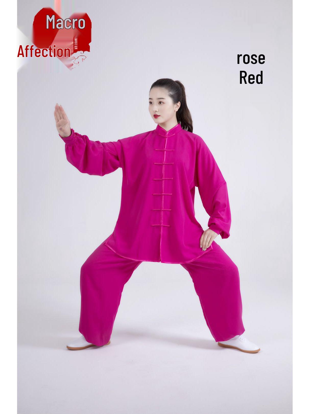 

Хунцин Хлопково-шелковый костюм с длинным рукавом для тайцзицюань для мужчин и женщин, идеально подходит для практик тайцзицюань и Ба Дуань Цзинь Small