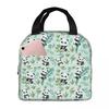 Cartoon Panda And Bamboo Pattern Insulated Lunch Bag for Women Kids Portable Food Boxes Thermal Lunch Box Tote