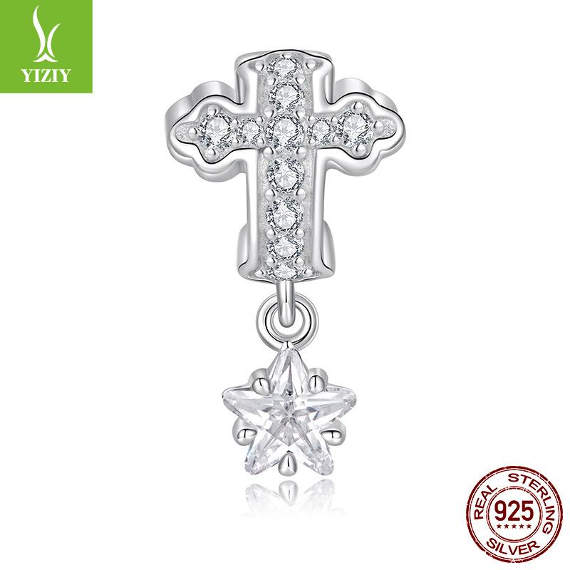 S925 Sterling Silver Virgin Of The Cross Pendant Accessories Personalized Diy Wings Bracelet Beaded