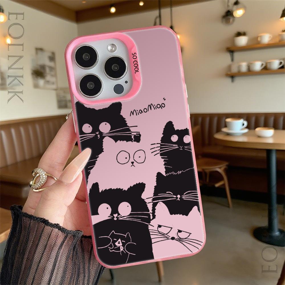 Cute Cats Pattern Shockproof Phone Case for Iphone 16 15 14 13 12 11 Pro Max/Mini Anti-Scratch Premium Hard Cover