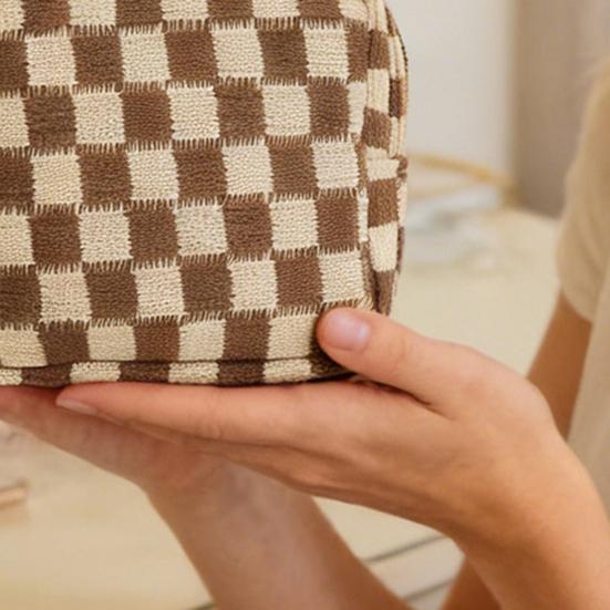 Checkered Period Bag for Women Girls Knitted Sanitary Napkin Bag Cute Menstrual Pad Pouch Tampon Holder for Purse