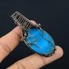 Neon Blue Apatite Gemstone Pendant 999 Copper Wire Wrapped Jewelry, Handmade Antique Pendant Jewelry, Gift For Mother