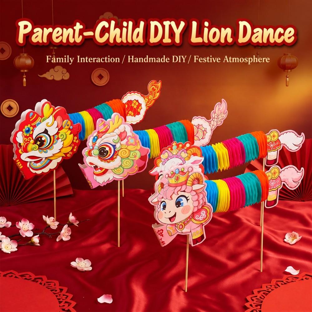 Ancient Chinese Style Goat Year Handheld Hanging Ornament Lion Dance Garland Craft Kids Craft