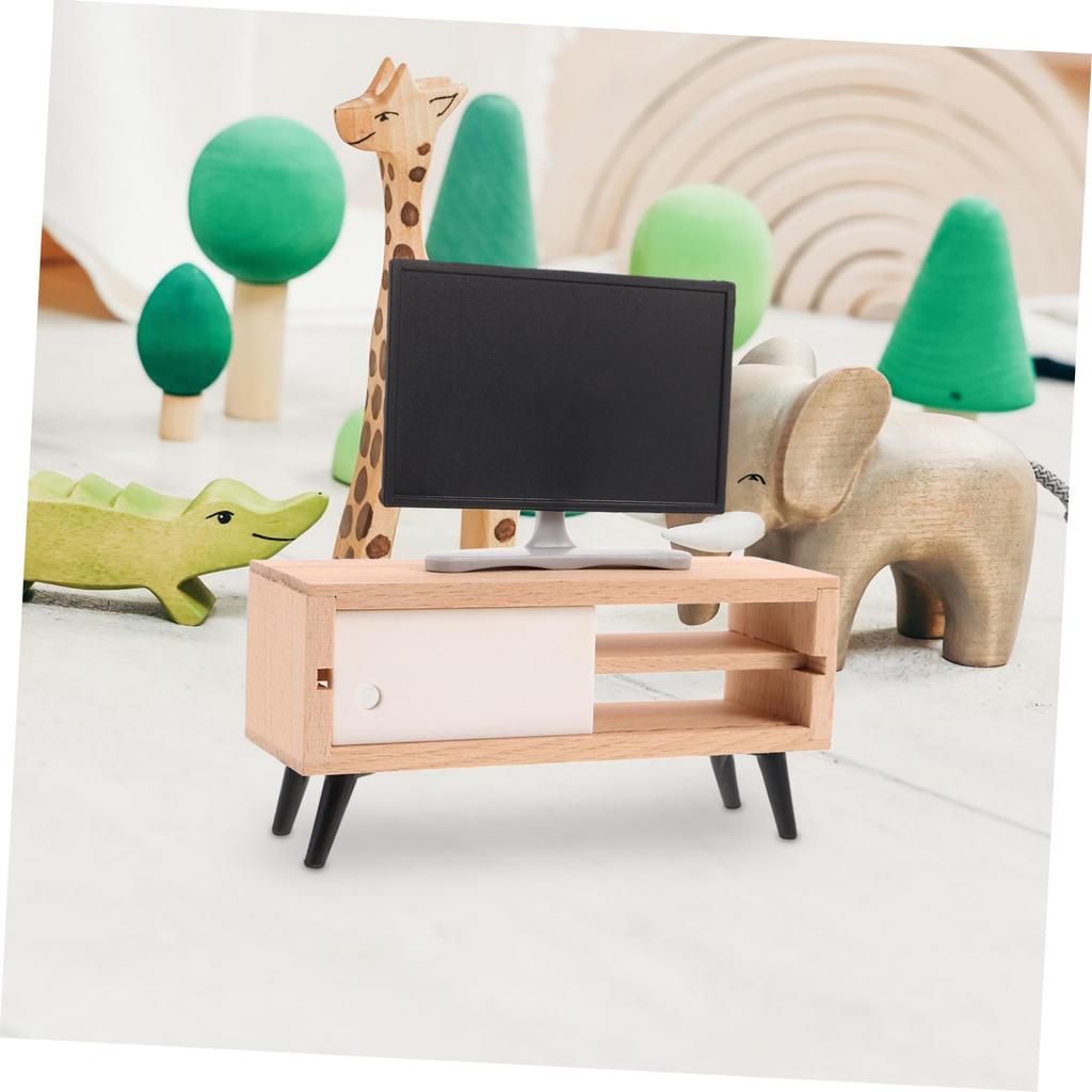 SAFIGLE Miniature TV Small Miniature Cabinet Mini TV Toy Dollhouse Furniture Living Room Decoration Pretend Play Girl Gift
