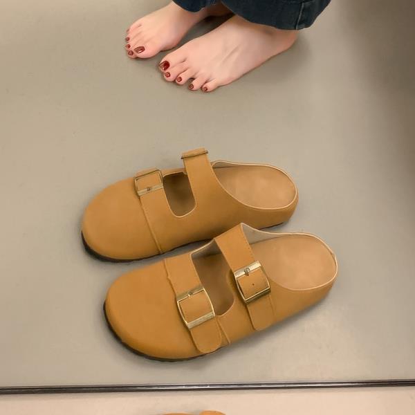 

Модные туфли с закрытым носком Женские тапочки Шлепанцы Женские мюли на платформе Лоферы 2025 Мюли Летняя ретро-обувь Лоферы Мюли с закрытым носком Для W 35