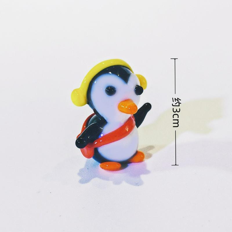 Mini Glass Penguin Figurine Cute Animal Household Tabletop Christmas Ornament Living Room Car Gifts Decoration Supplies New