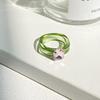 Fashion Simple Inlaid Colorful Zircon Resin Ring Women Sweet Cute Birthday Party Commemorative Jewelry Gift