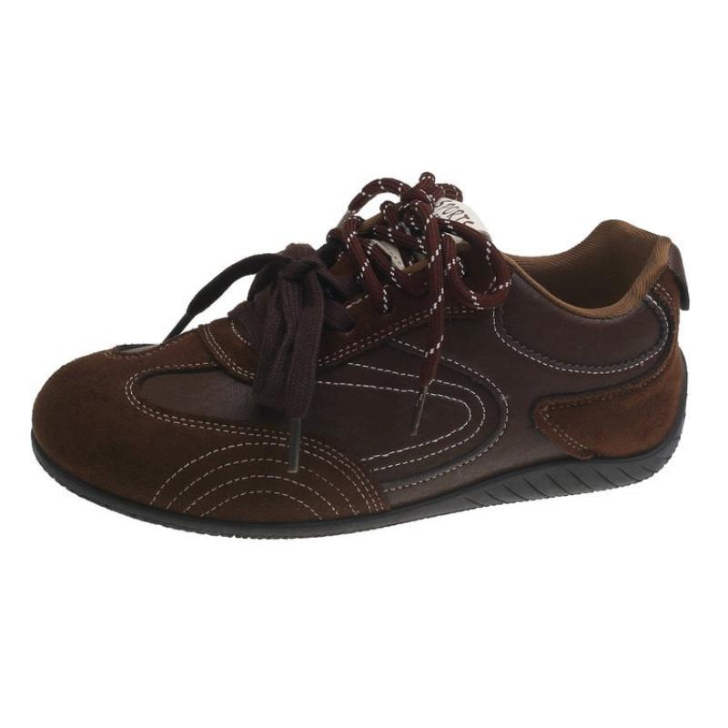 Women Flat Casual Sports Shoes Spring Comfortable Non Slip Outdoor Fashion Flats Casual Retro Lace-Up Soft Sole Female Sneakers