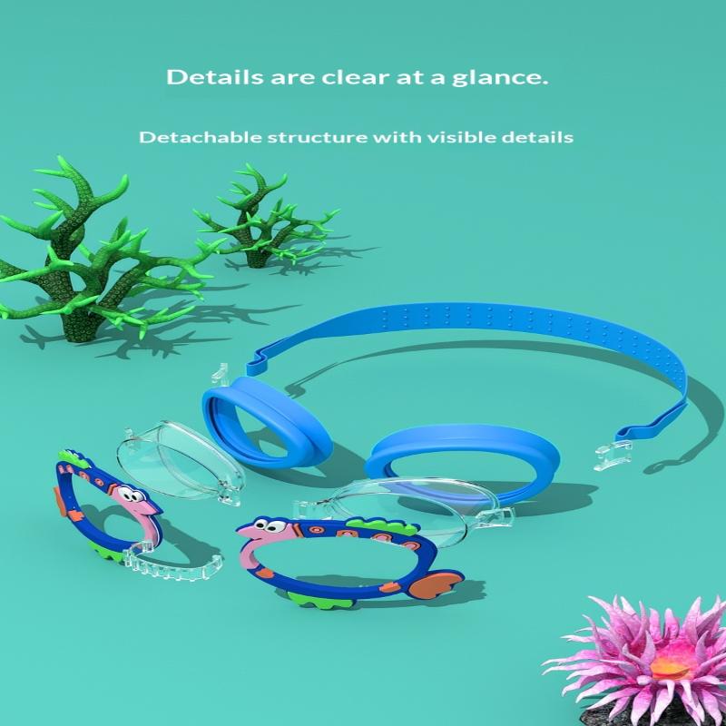 Children'S Swimming Goggles Hd Anti-Fog Waterproof Professional Swim Glasses With Swim Cap Set For Boys Girls