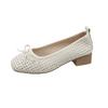 Square Head Gentle Temperament Mesh Women's Single Shoes 2025 Spring and Summer New Thin Shoes Medium Heel Shoes Square Head Commuting Single Shoes