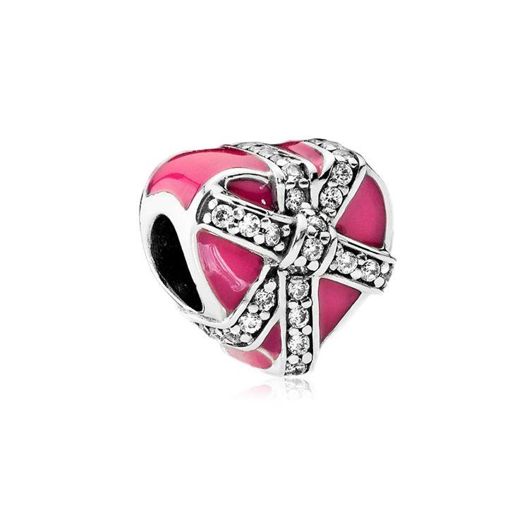Pandora Love Surprise 925 Silver Charm Magenta Men Charm 792047CZ Magenta