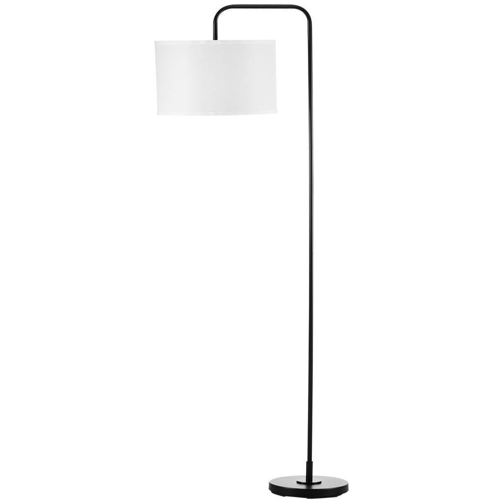 Floor Lamp with Foot Switch, Floor Light with Fabric Shade, Steel, White