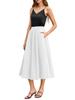 Damen elastischer High Waist A-Linien-Midirock gefalteter fließender Schwingrock mit Taschen