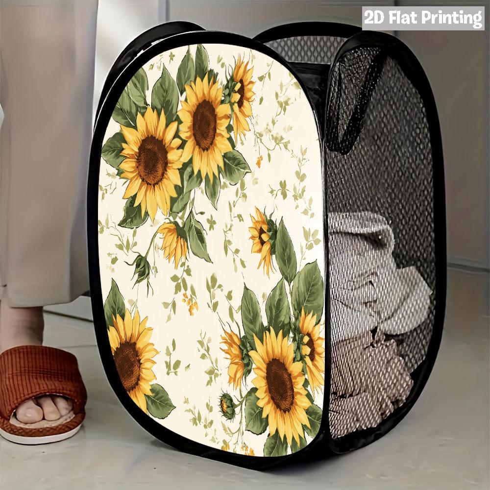 1Pcs Autumn Sunflower Pumpkin Series 6 Pop-Up Laundry Hamper Expandable Mesh Hamper Basket for Room Bedroom Bathroom Organization Contemporary Storage