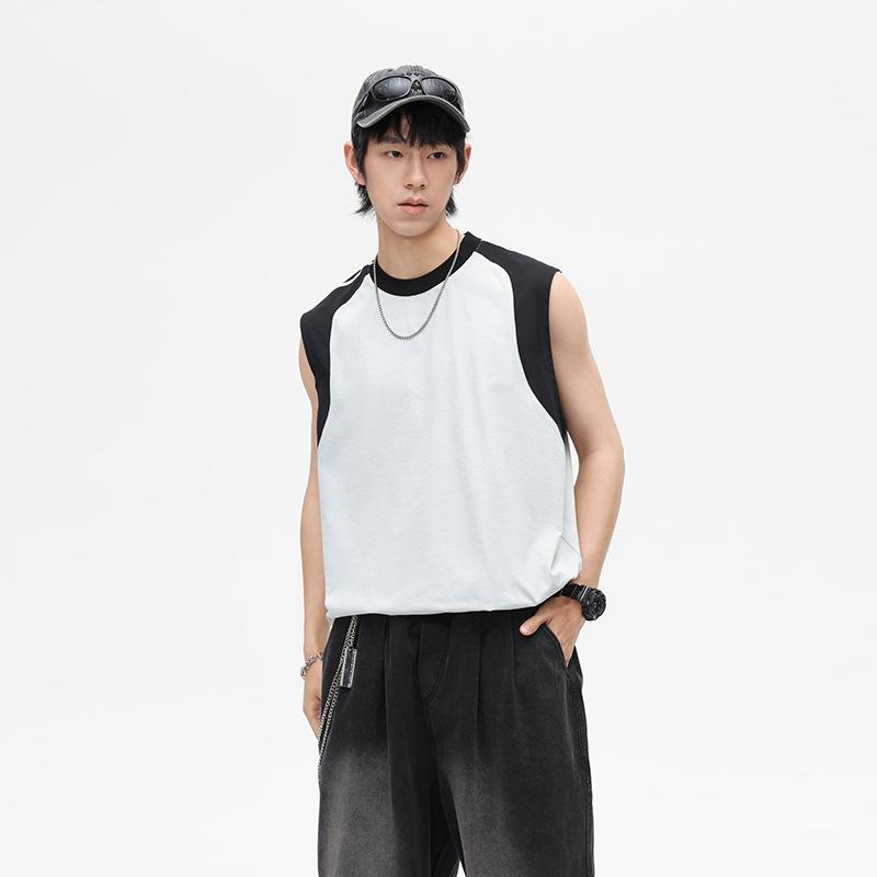 Men's Sleeveless Round-Neck T-Shirt Men's Casual Loose-Fit Tank Top Men's Top