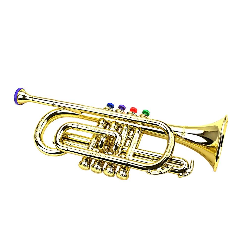 Professional Trumpet Mouthpiece Musical Educational  ABS Trumpet  with 4 Colored Keys Simulation Instrument Child Gift