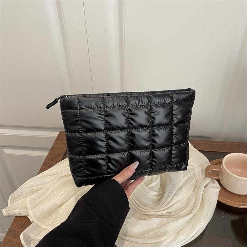 Женская плиссированная клатч-сумка, косметичка, модная сумка-органайзер большой вместимости чёрный