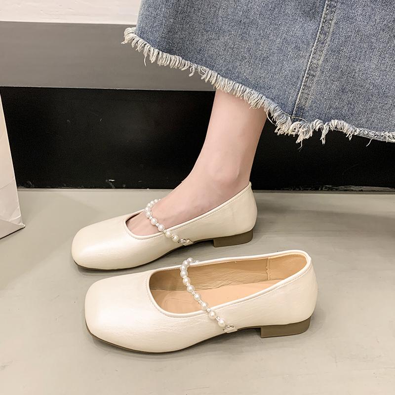 Fashion Square Toe Shoes Woman Flats Modis Dress Summer New 2025 Mary Janes Shoes Woman 2025 Modis Square Toe Female Footwear New Cute S