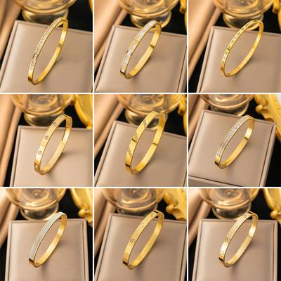 Europe And the United States Hot Selling Stainless Steel Braceelet Gold Zircon Inlaid Stainless  Bangles for Womem  Gift