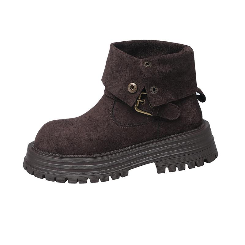 Retro two-wear belt buckle Martin boots women's new thick-soled versatile western cowboy thin boots
