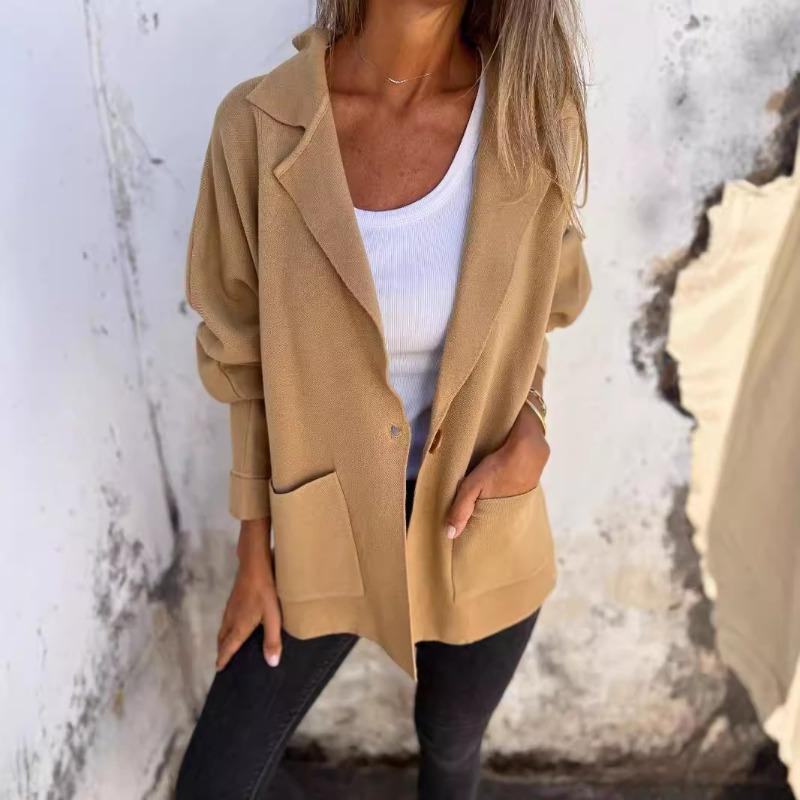 Women S Casual Versatile Lapel Pocket Long Sleeve Jacket