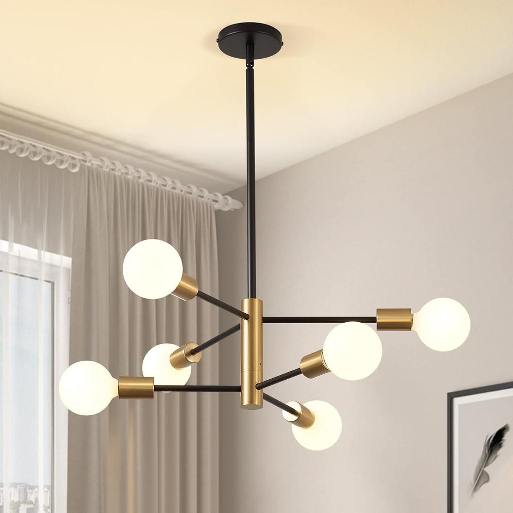 Modern Sputnik Chandeliers Light, 6/8/10/12-Light Chandeliers for Dining Room, Height Adjustable Ceiling Lights Farmhouse Chandelier for Kitchen