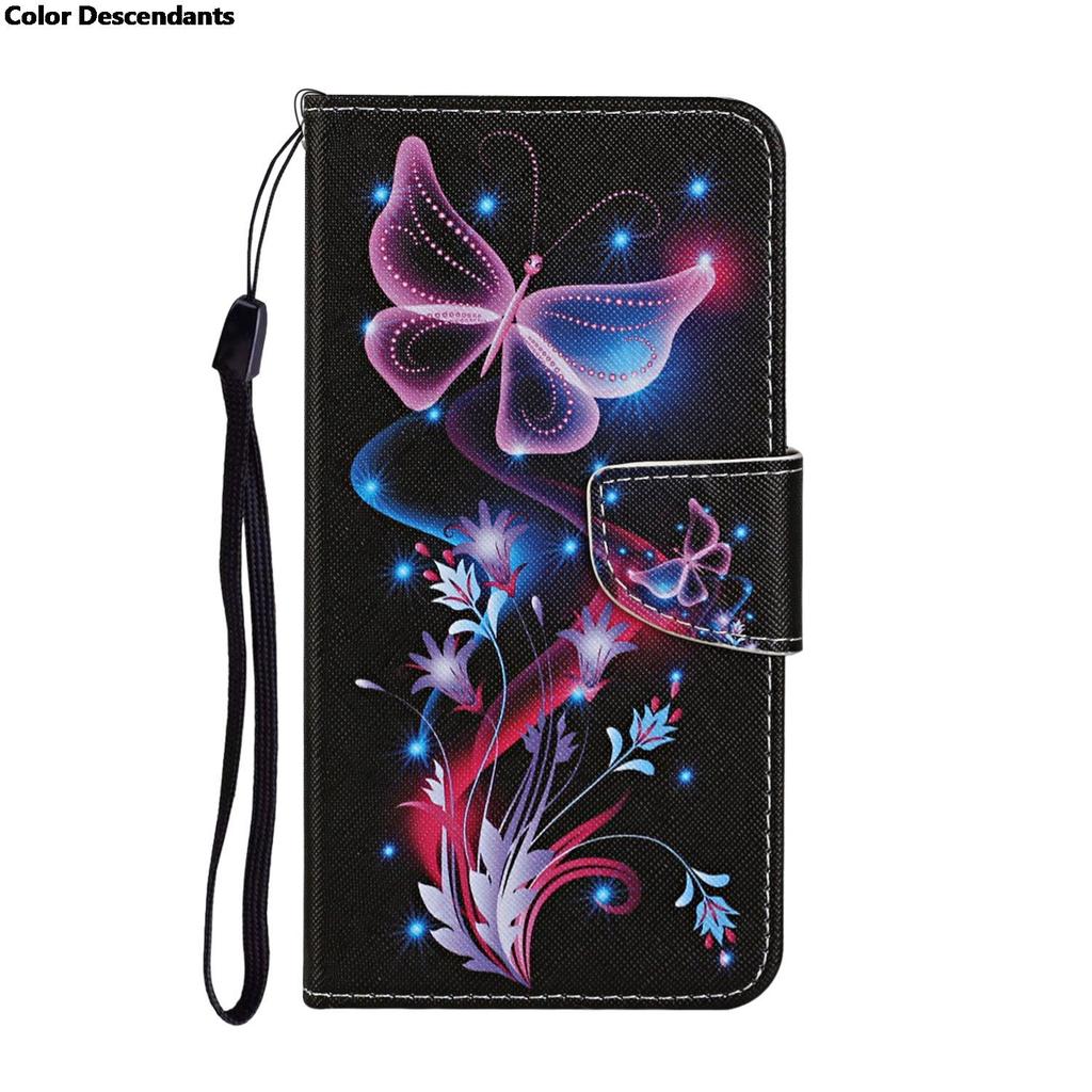 Painted Leather Case for Redmi Note 10 10S 11 11S Pro 5G 10C 8T Flip Wallet Card Slot Holder Phone Book Cover Flower Cat