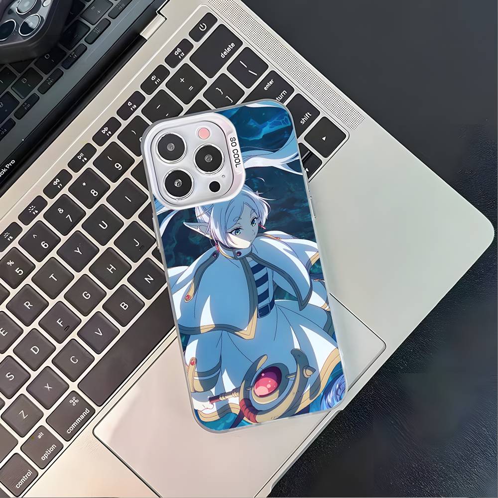 F-FrierenS S-Sousou Аниме Для iPhone 17,16,15,14,13,12,11,Mini,Pro,E,SE4,XS,MAX Белый Ударопрочный Конфетный Матовый Чехол iPhone16