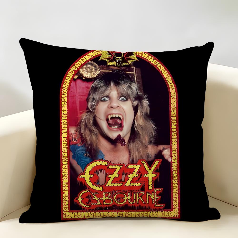 LOGO OOzzy Osbourne Cushion Cover Natural Linen Organic Fabric DoubleSided Printing Room Sofa Decor Pillow Case