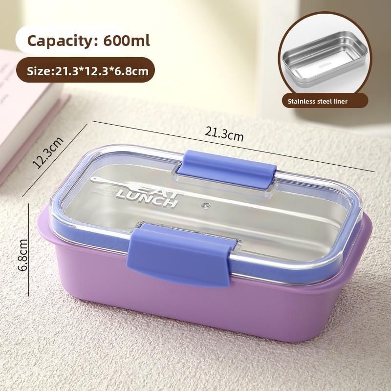 Stainless Steel Bento Box With Dividers For Office Lunch And Portable Food Storage