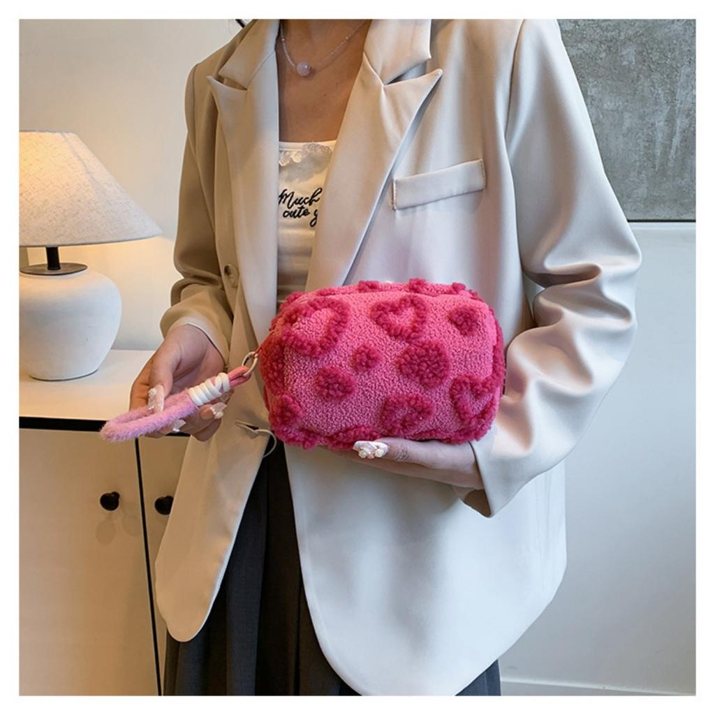 Jacquard Plush, Makeup Bag, Large Capacity, Storage Bag, Travel Storage Bag