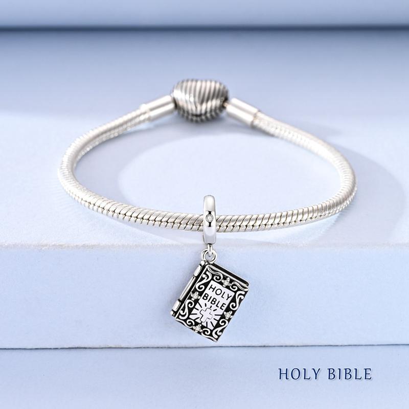 Original 925 Sterling Silver Charm Bead Openable the Holy Bible Pendant Fit Original Bracelet For Women Men DIY Jewelry Gift