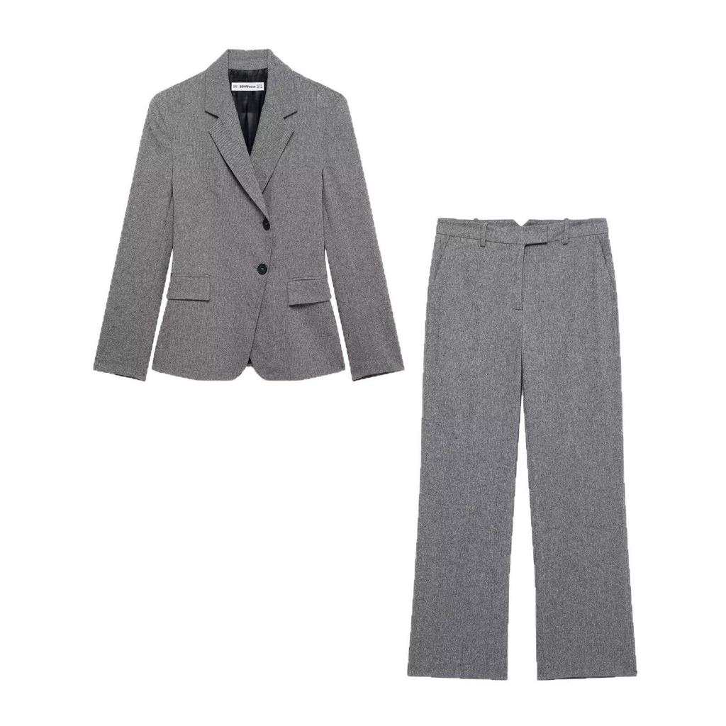 Women's Zebra Print Slim-Fit Double-Breasted Suit with Waist-Cinching and Draping Pants - Minimalist 2025