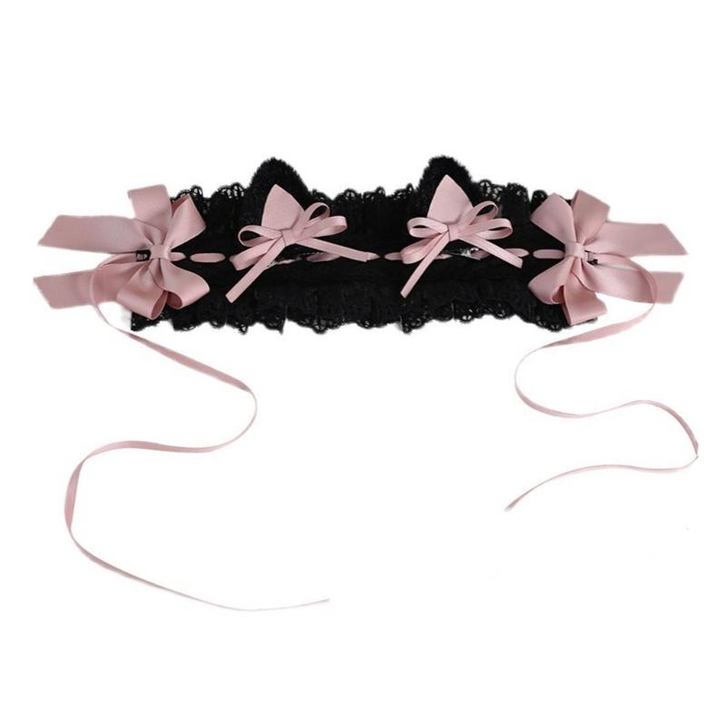 Elegant Anime Style Hair Accessory Featuring Gothic Cats Ears and Bows Design Safe Headdress Ideal for Daily Wear