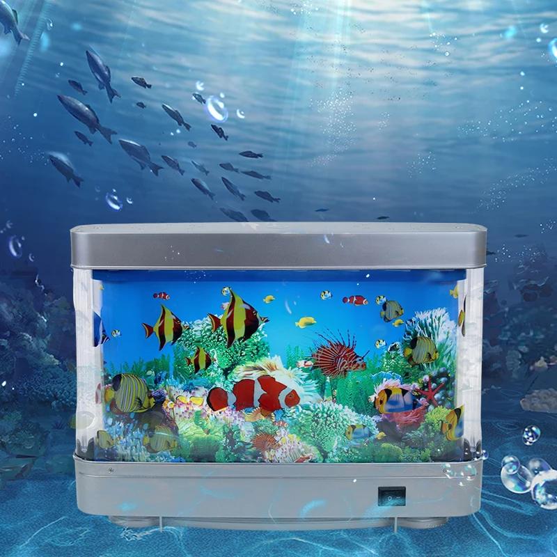 Ocean Aquarium Decorative Lamp Artificial Tropical Fish Tank Aquarium Lights Motion Lamp Night Light Virtual Moving Imitating